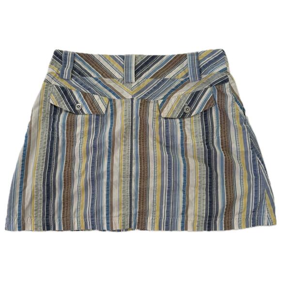 Patagonia W's Netty Pockets A-Line Skirt Striped Seersucker Blue/Cream/Green- 10 - Picture 3 of 4